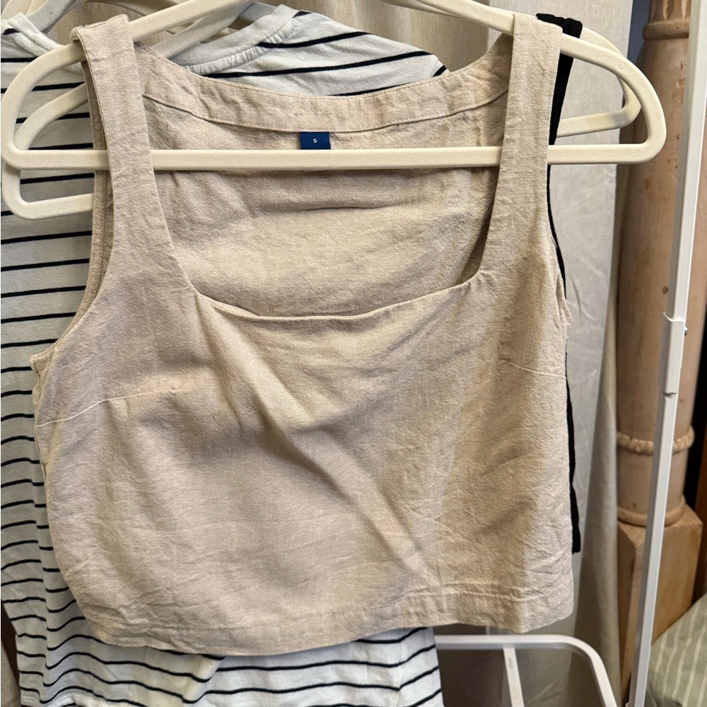 Old Navy Light Tan Linen Tank Top